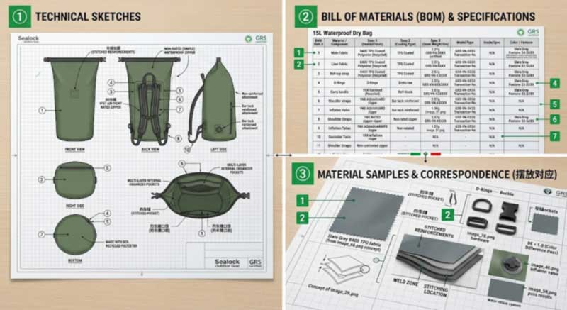 Hoe schrijf je een Tech Pack voor een waterdichte tas?