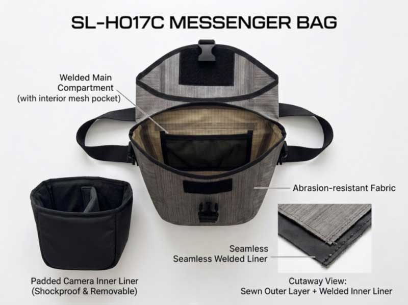 Fabrikant van waterdichte messenger bags: gelaste TPU-tassen voor stedelijke en fietsmerken
